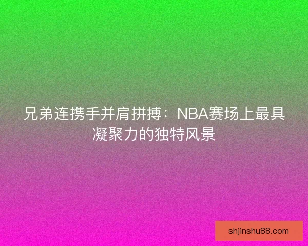 兄弟连携手并肩拼搏：NBA赛场上最具凝聚力的独特风景